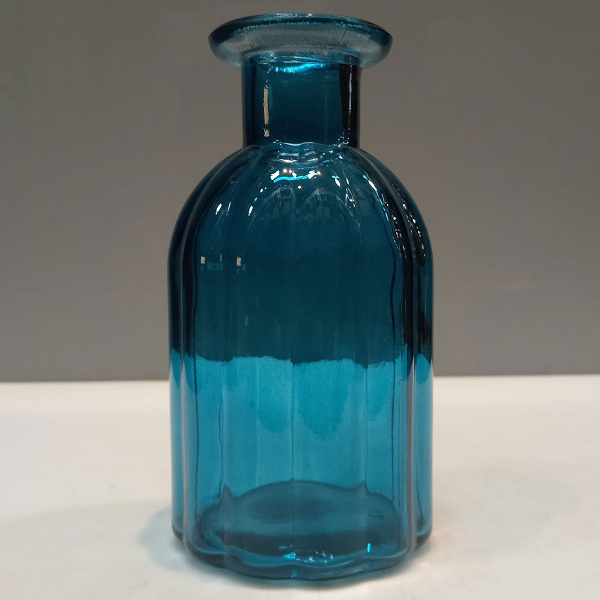 Vaso Garrafa Vidro Azul 14x7cm Home&Co Decorativo