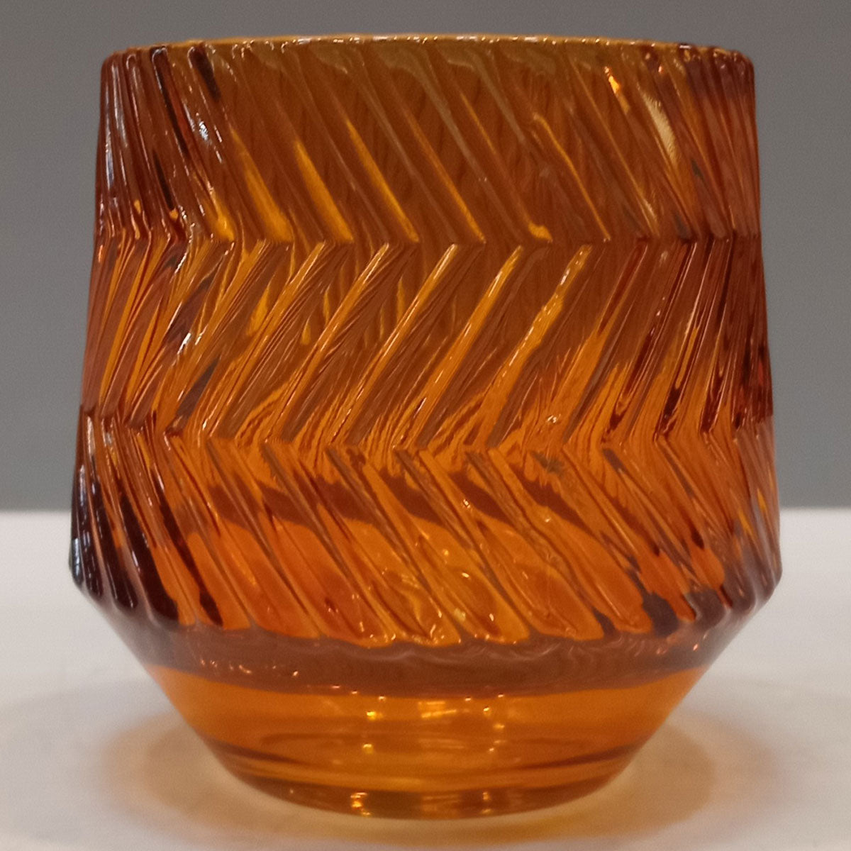 Castiçal Porta Velas Vidro Âmbar 8x8cm Home&Co Elegante