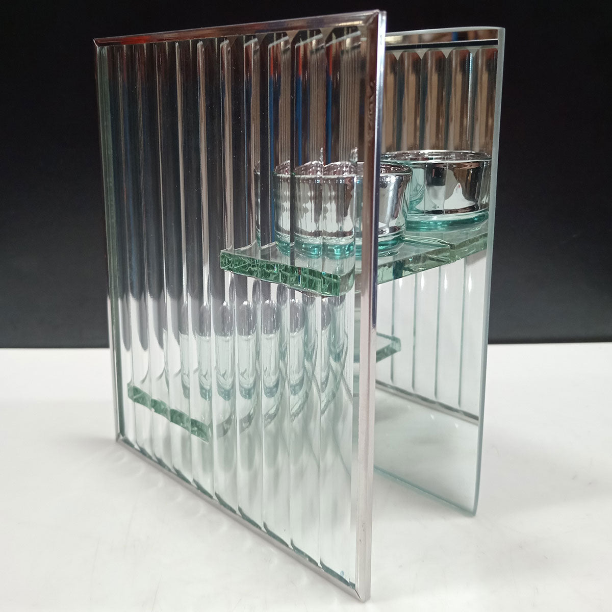 Castiçal de Vidro Transparente Home&Co com 2 Velas 16x13x6cm