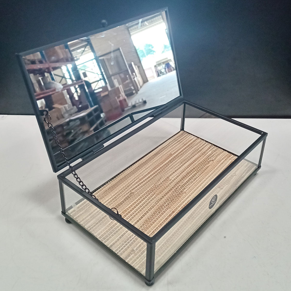 Porta Joias Home&Co Vidro Bege 6,5x21x12cm com Compartimentos