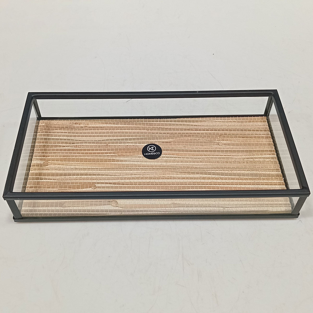 Bandeja Decorativa de Vidro Bege Home&Co 20x10cm 3cm de Altura