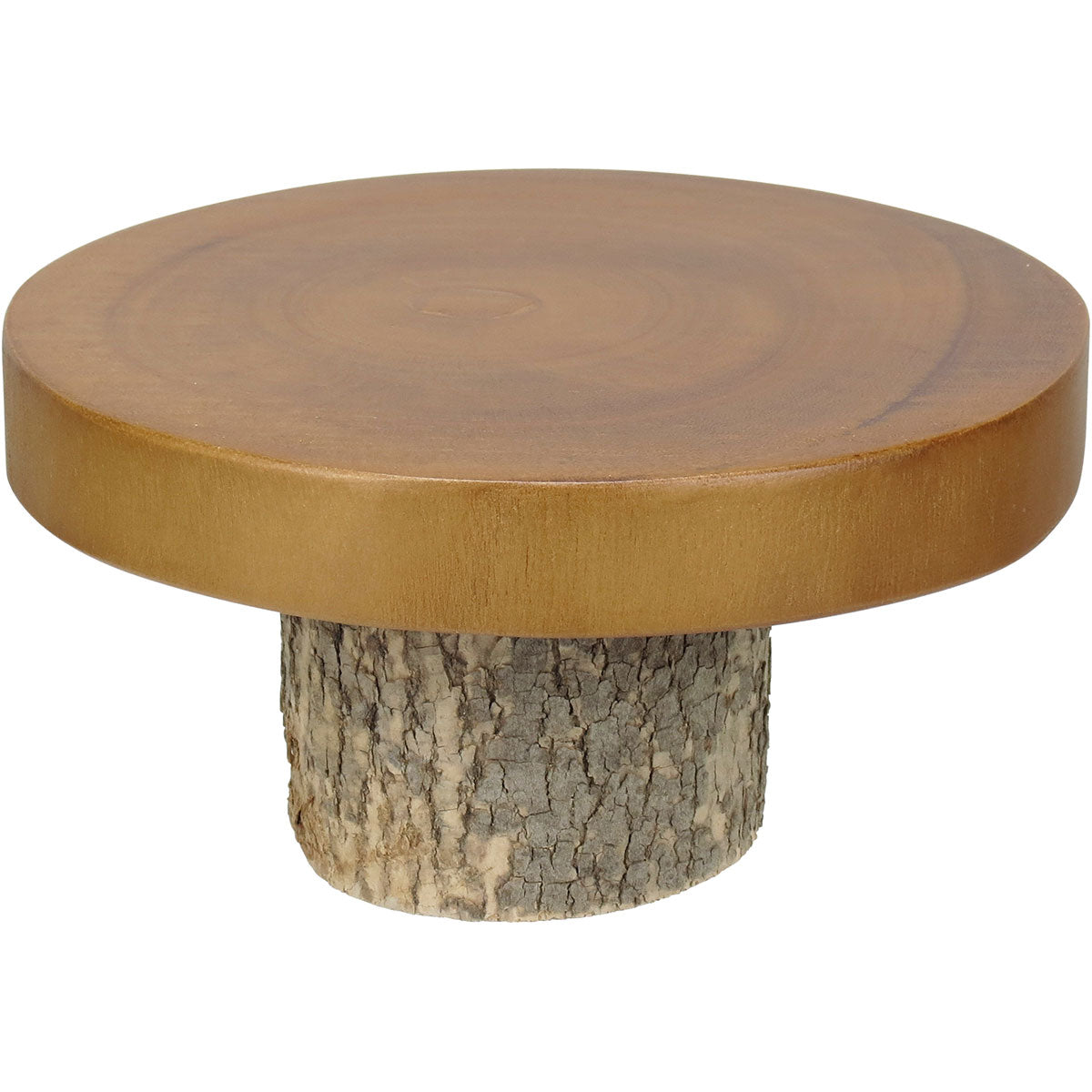 Prato para Doces Home&Co 22cm Madeira Natural com Pé 11cm