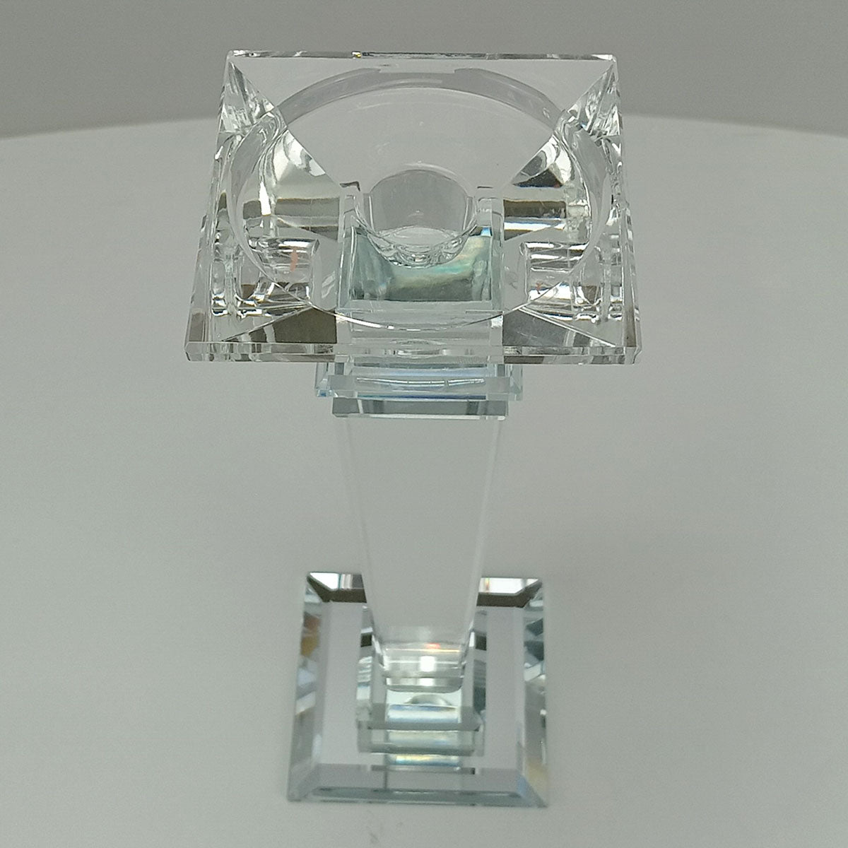 Castiçal de Cristal Transparente 22x9cm Elegante para Decoração
