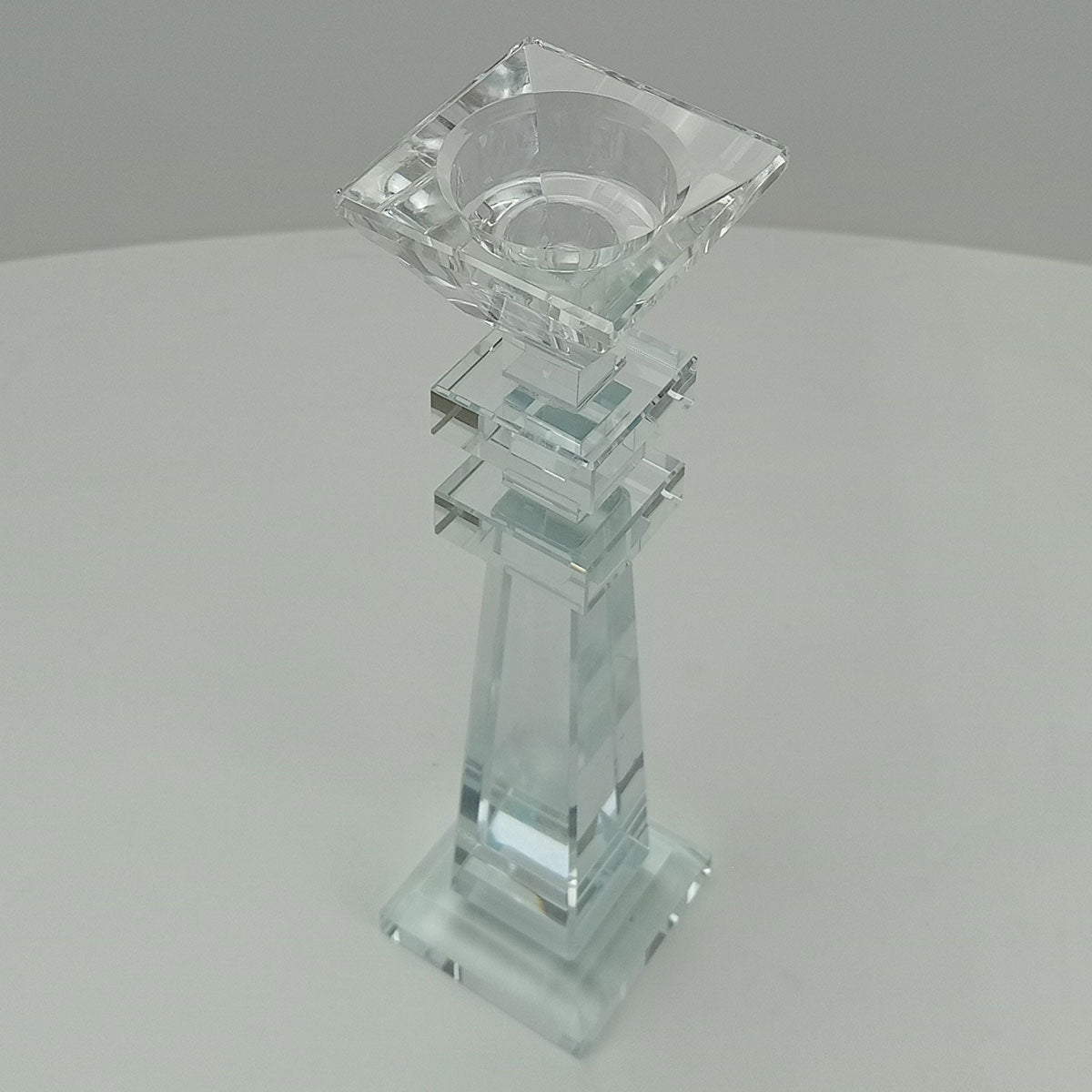 Castiçal de Cristal Transparente 27cm Vidro 7x7cm Elegante