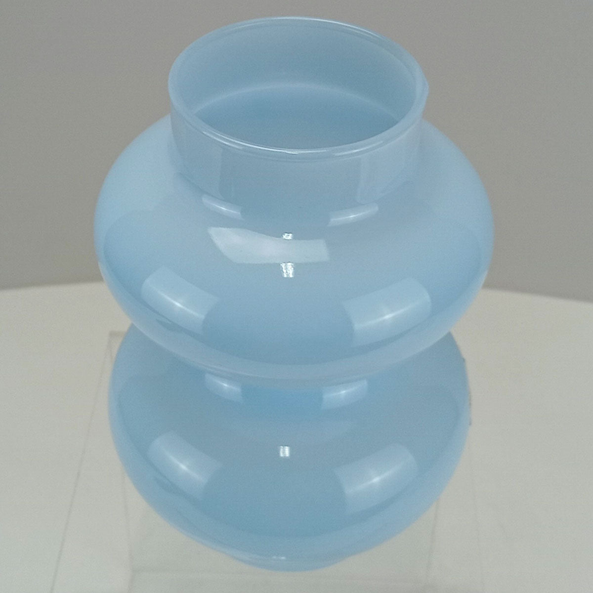 Vaso Decorativo Dois Gomos Home&Co Vidro Leitoso Azul 18x12cm