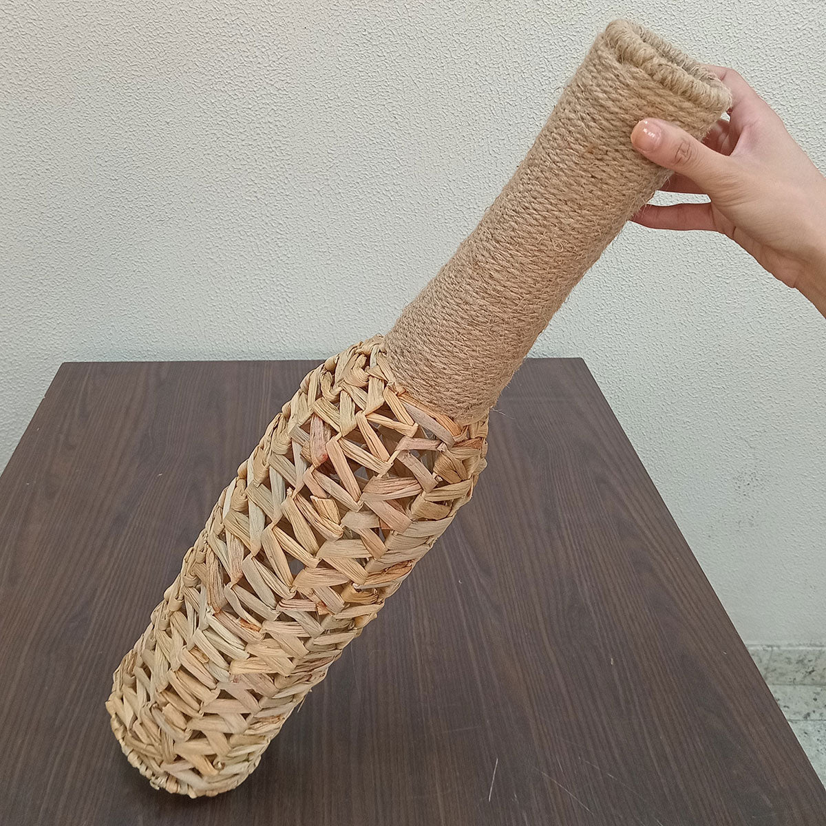 Vaso Decorativo Home&Co 71cm Fibra Natural e Metal Marrom