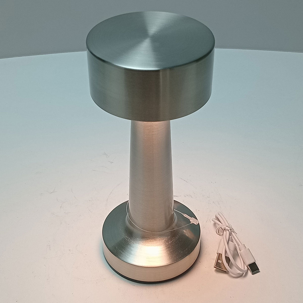 Luminária de Mesa LED USB Home&Co Metal Prata 20,6cm Ajustável