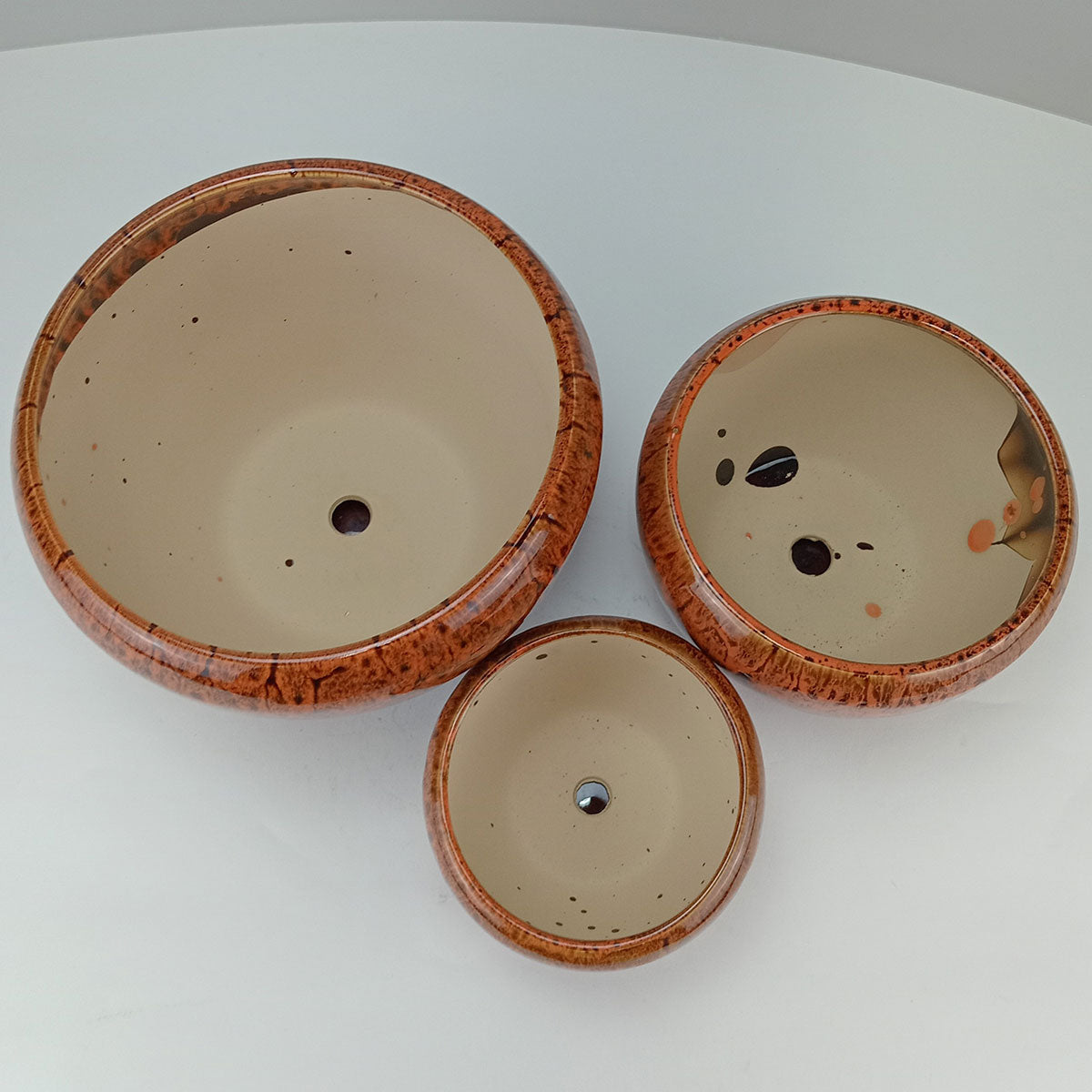Conjunto de Cachepôs em Cerâmica Laranja Home&Co - 3 Tamanhos