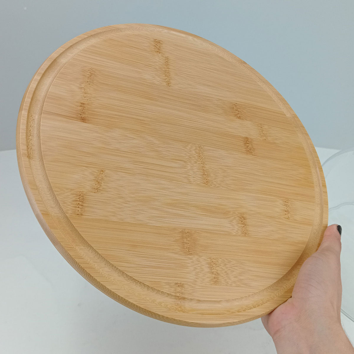 Prato de Bolo Redondo Home&Co 19cm com Tampa de Vidro e Base de Bambu