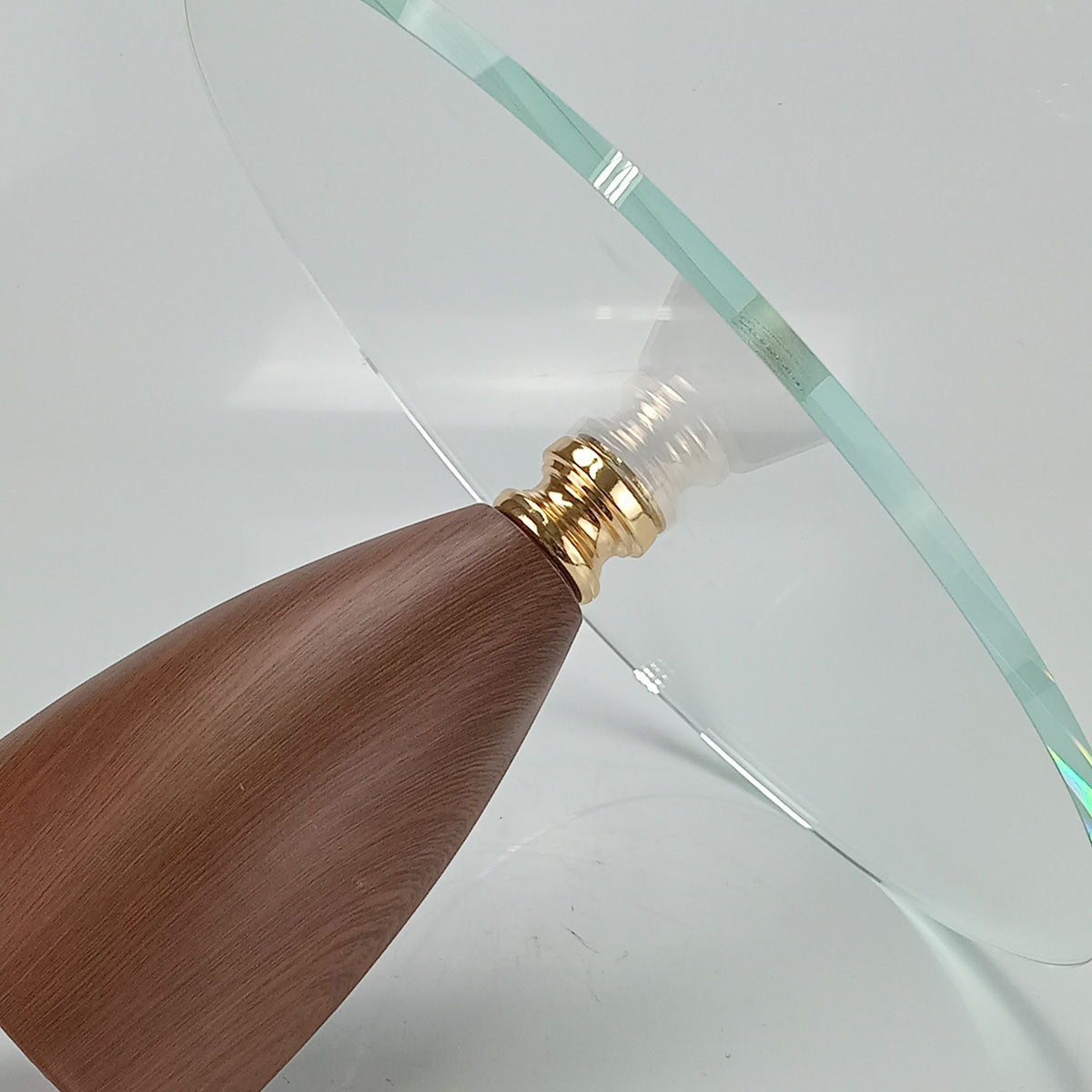 Prato para Doces Redondo Home&Co Vidro Transparente Base Metal Marrom 30cm