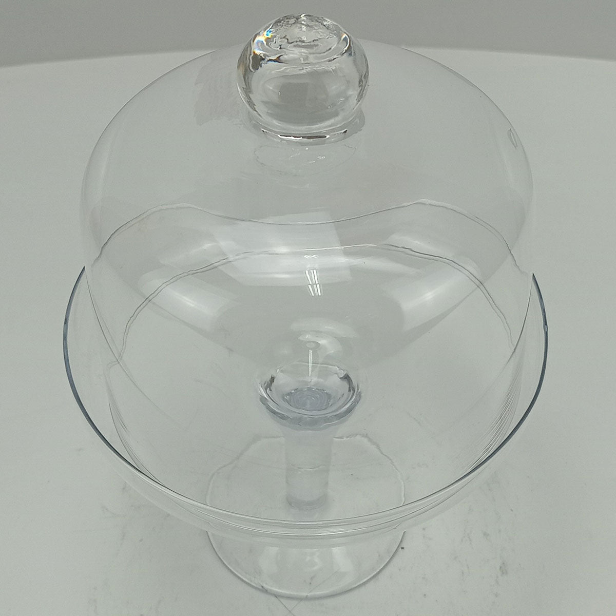 Prato de Bolo Redondo com Pé Home&Co Tampa de Vidro 15x18cm Transparente