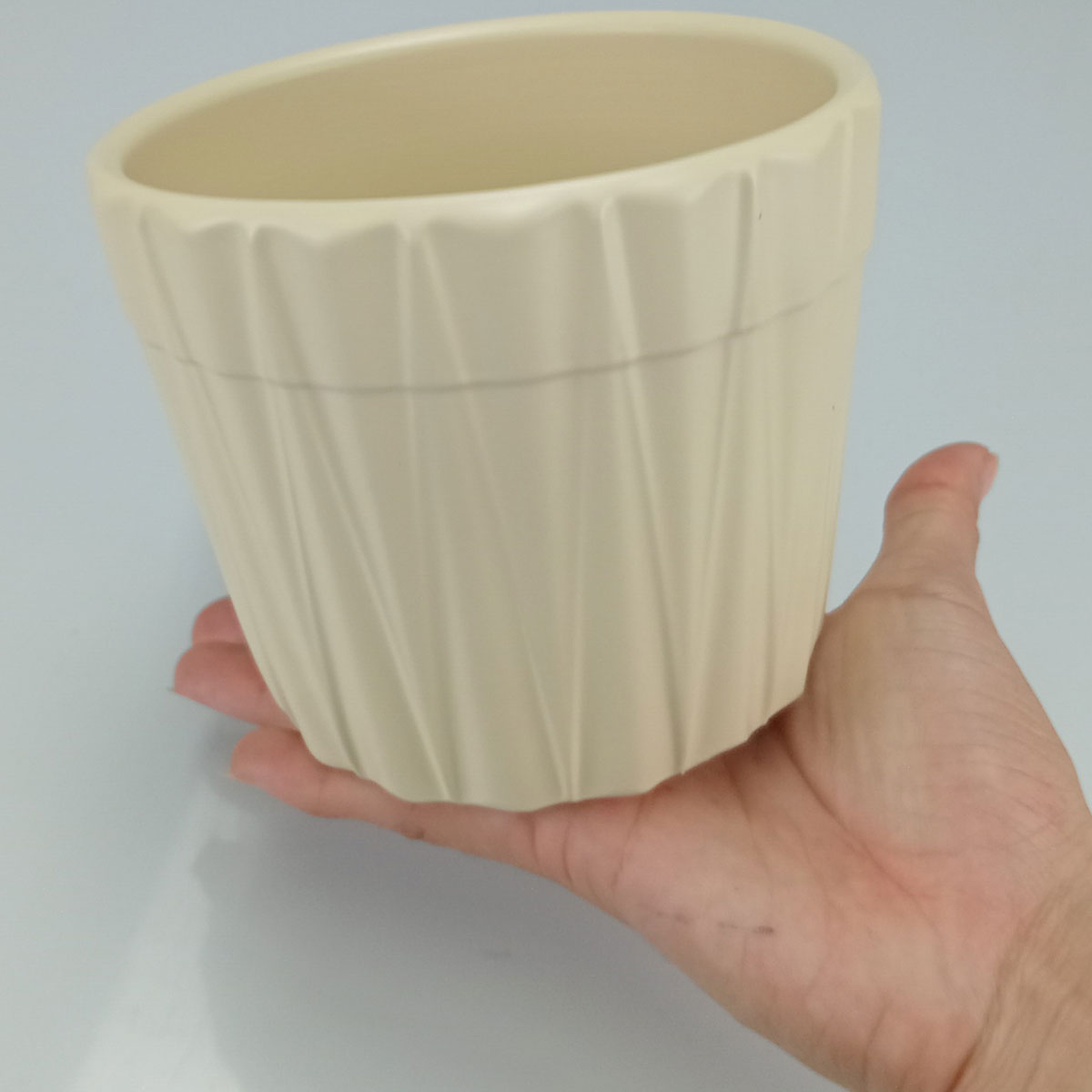 Cachepô Cerâmica Bege Home&Co 10x12cm para Plantas Decorativas