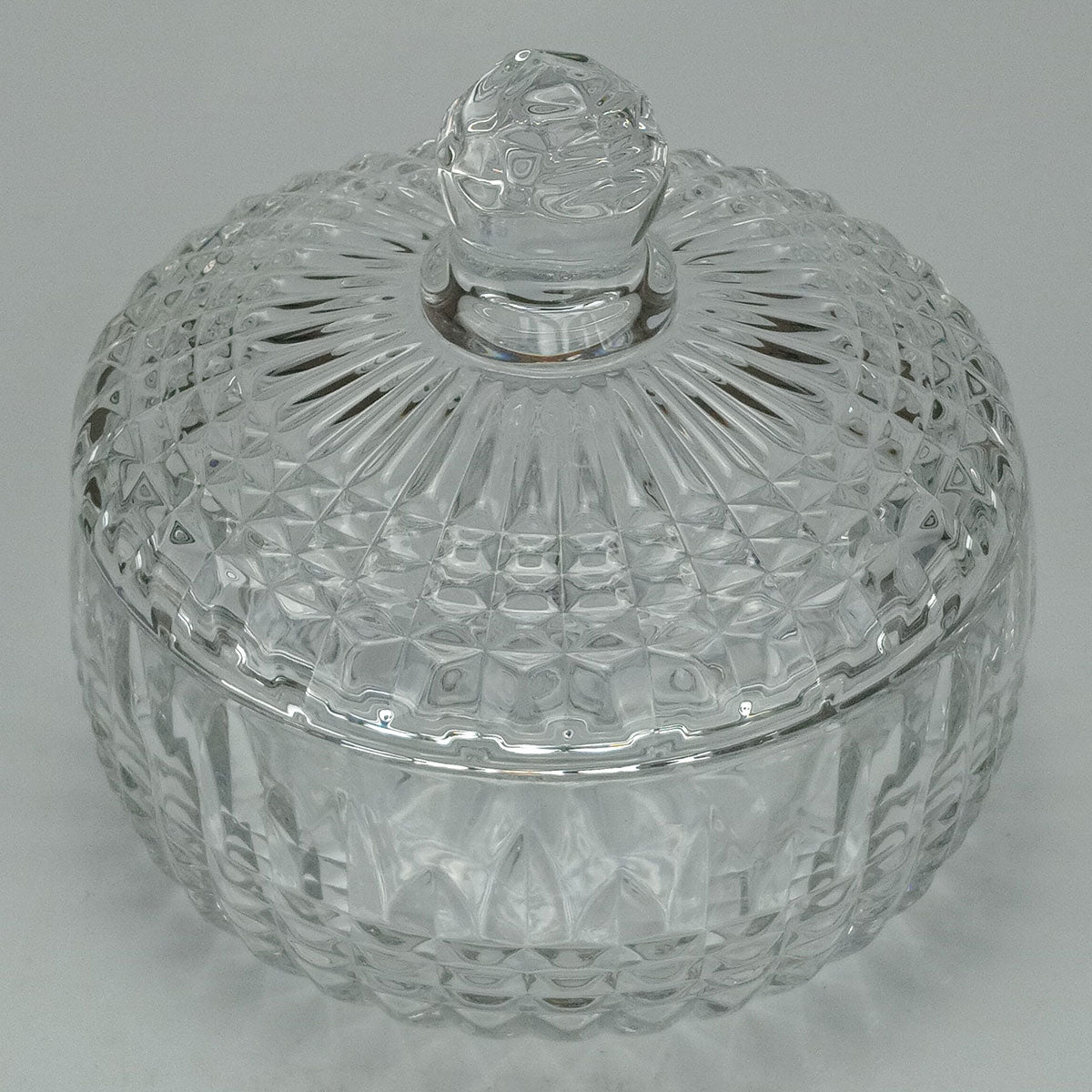 Potiche Redondo de Vidro Transparente Home&Co com Tampa 12x14cm