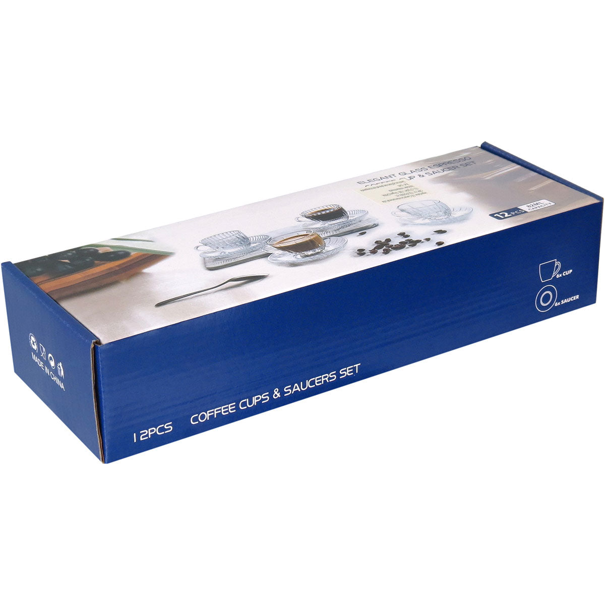 Conjunto 6 Xícaras de Café com Pires Home&Co Vidro Transparente 35ml