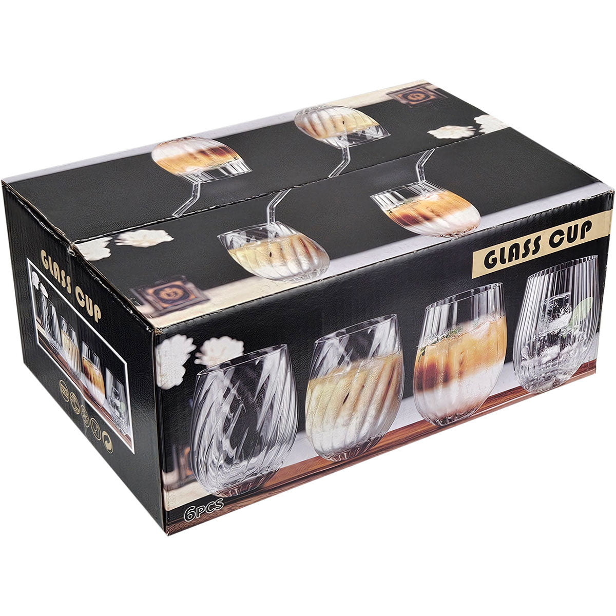 Copo Canelado Home&Co 500ml Vidro Transparente 12x7cm 6 Peças