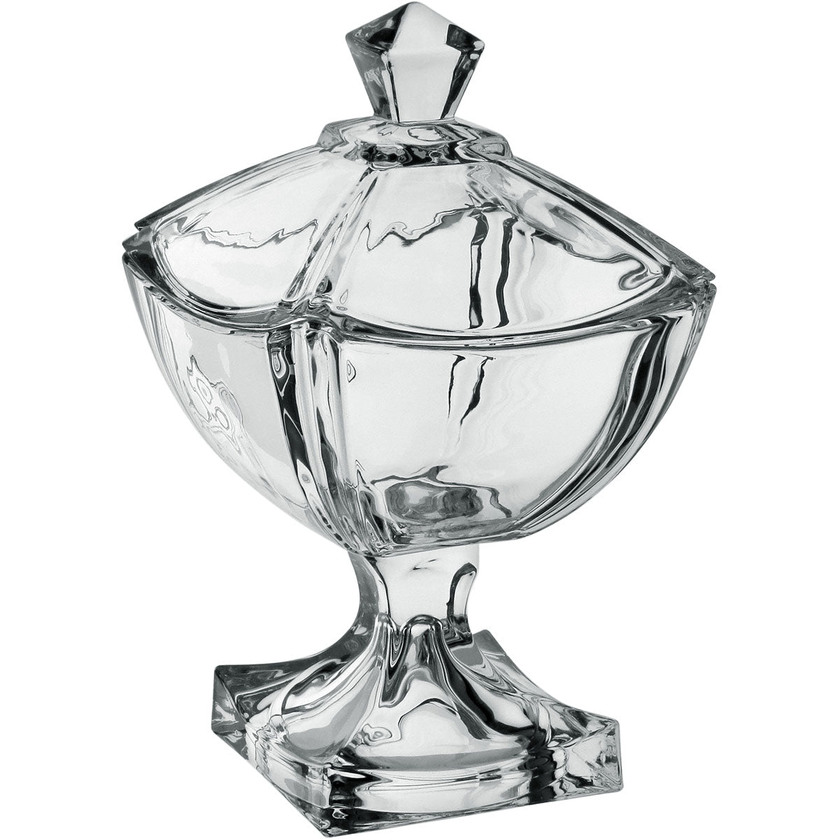 Potiche Quadrado de Vidro Transparente com Tampa 28x17cm Home&Co