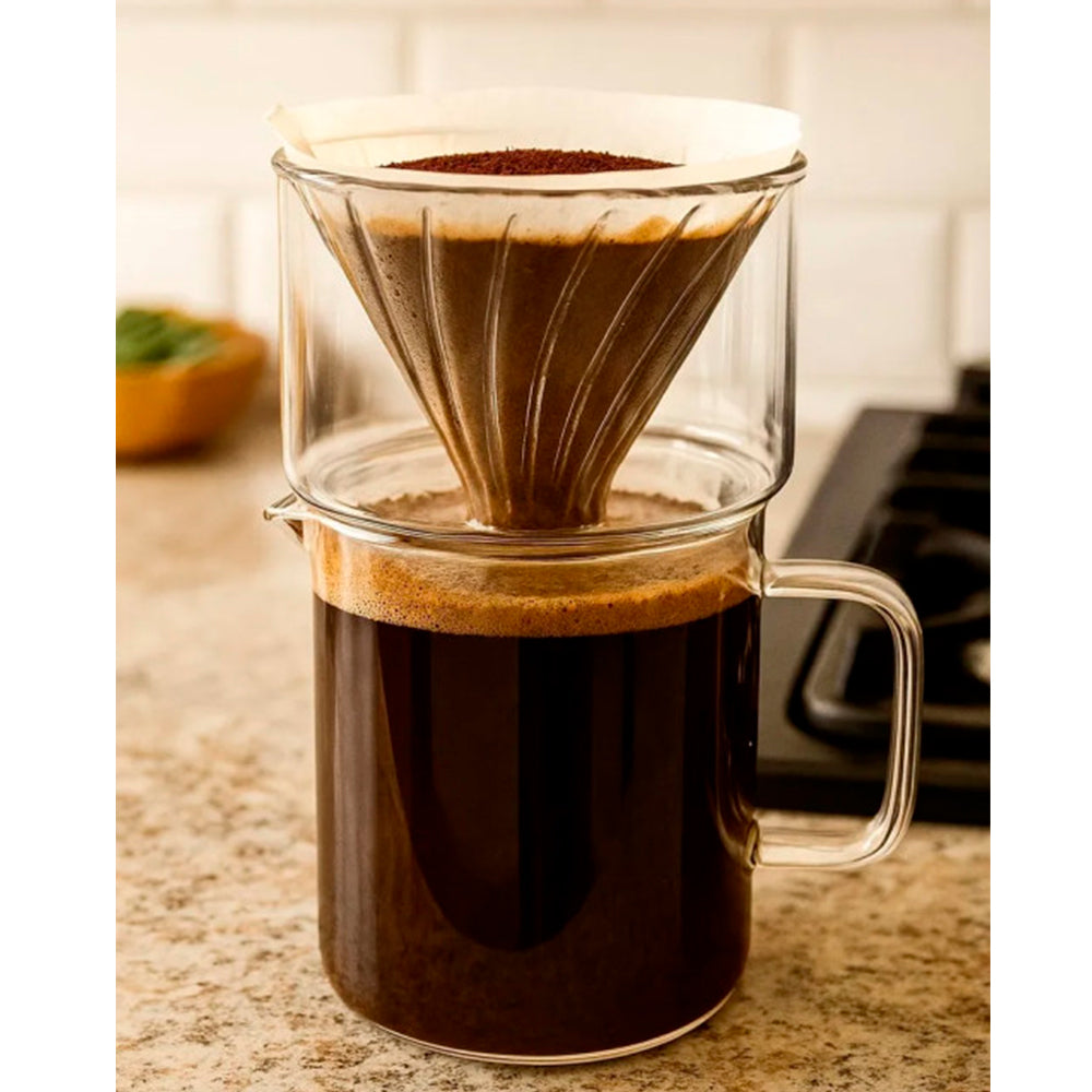 Jogo Passador de Café em Vidro 500ml com Suporte para Filtro