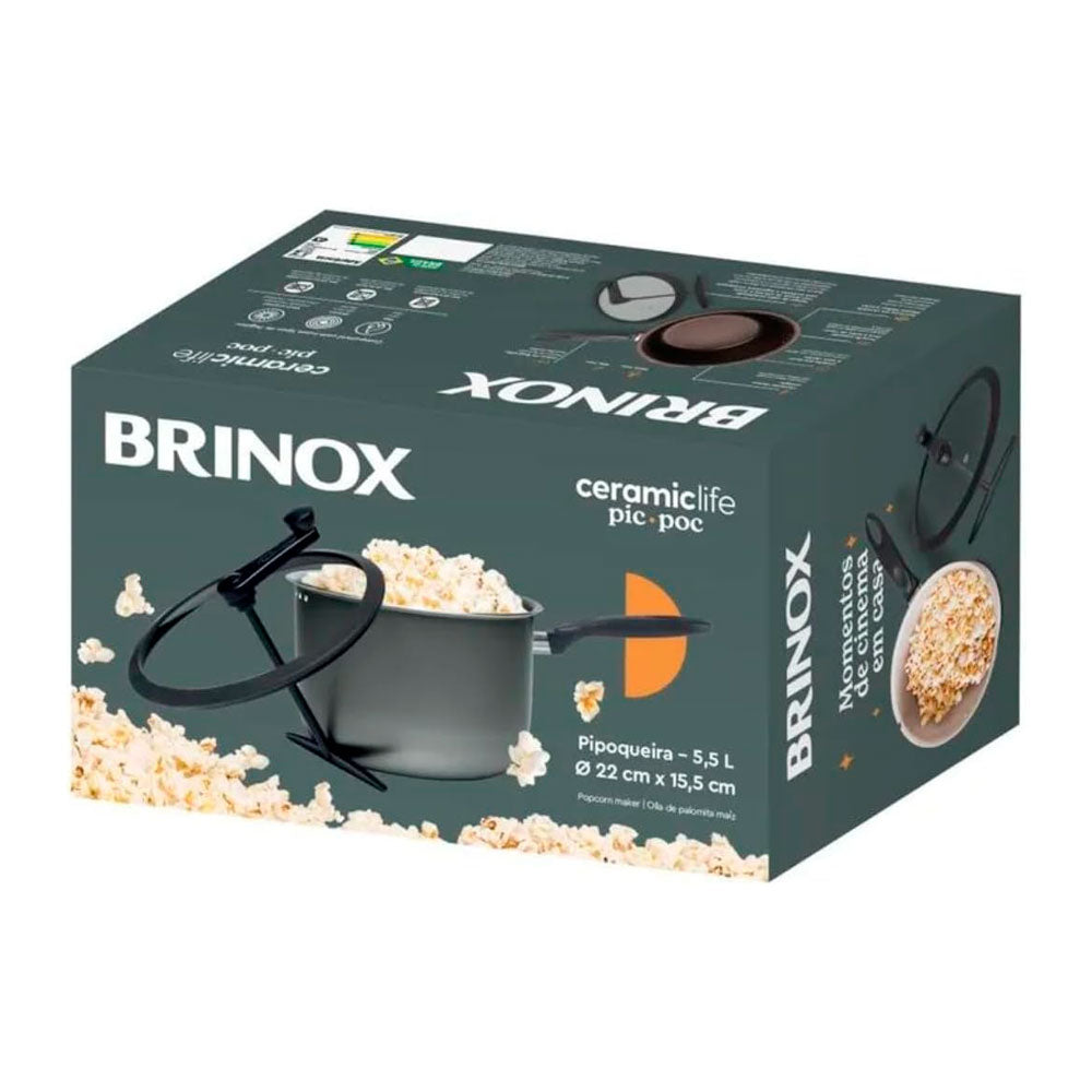 Pipoqueira Antiaderente 5,5L Ceramic Life Brinox Vanilla