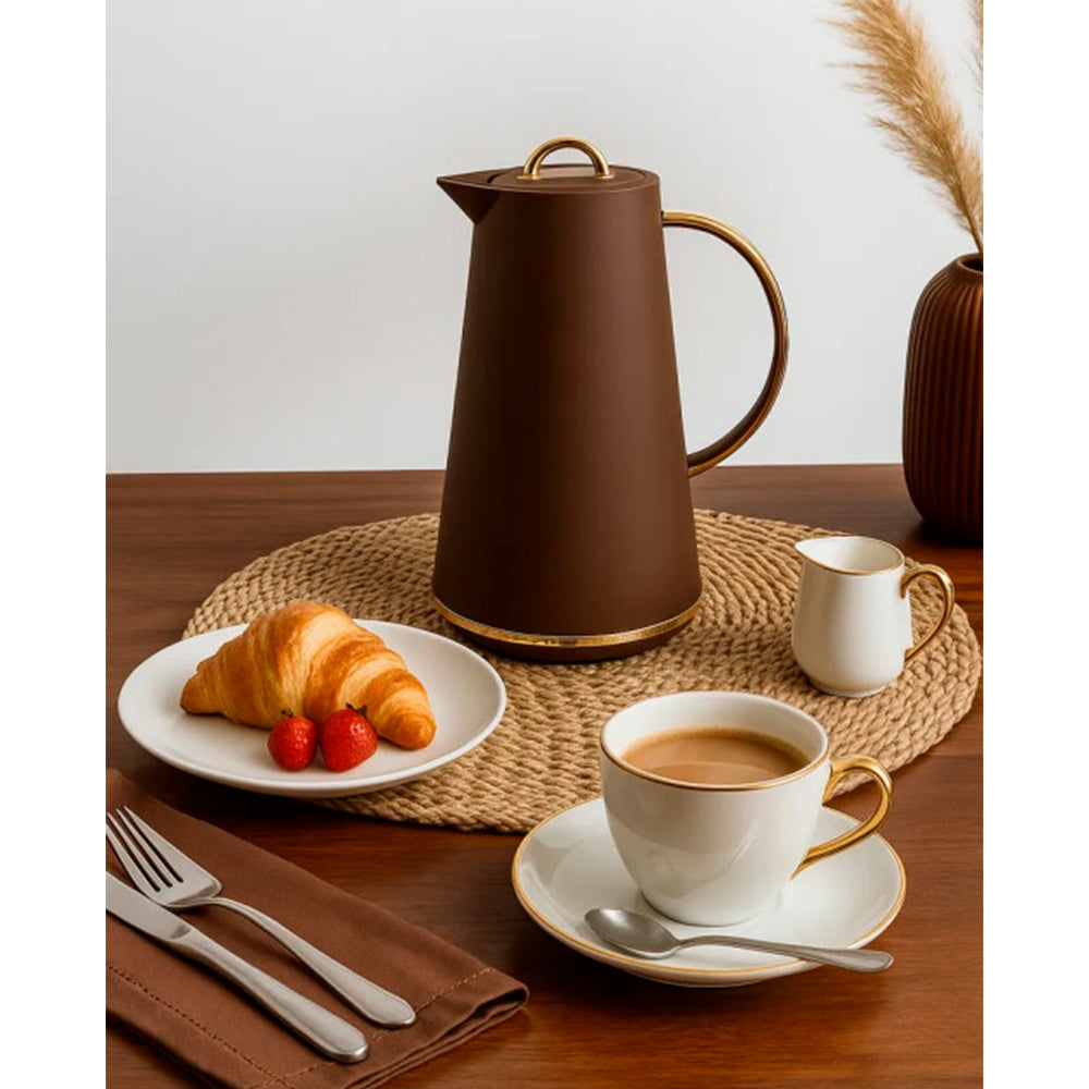 Garrafa Térmica Samira 1L Marrom - Conserva Bebidas Quentes e Frias