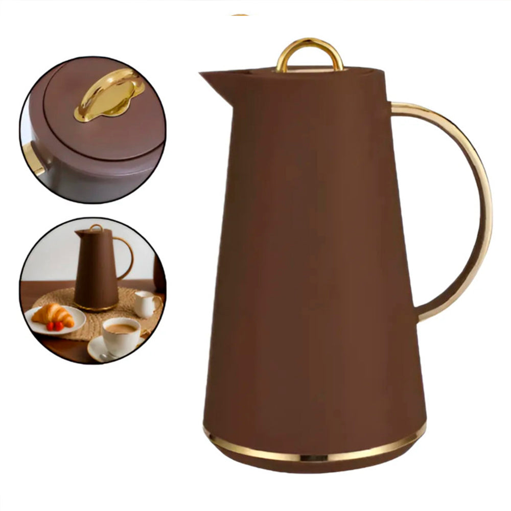 Garrafa Térmica Samira 1L Marrom - Conserva Bebidas Quentes e Frias