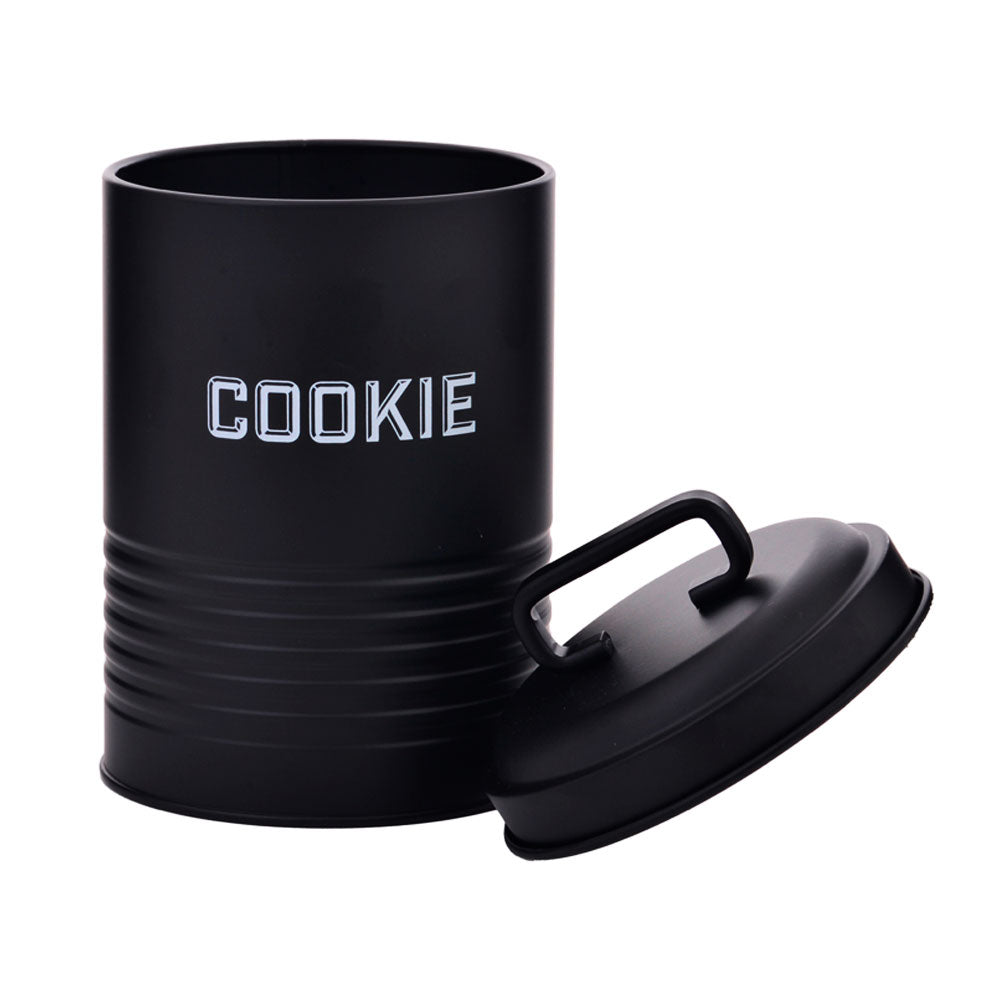 Lata de Cookies Retrô Preta 12x19cm Aço Carbono Mai Home