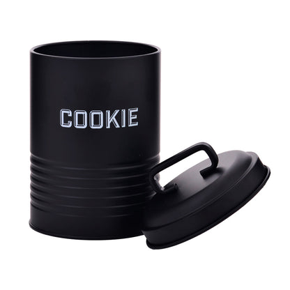 Lata de Cookies Retrô Preta 12x19cm Aço Carbono Mai Home