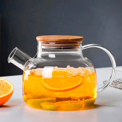 Bule de Chá de Vidro Borossilicato 800ml com Tampa de Bambu