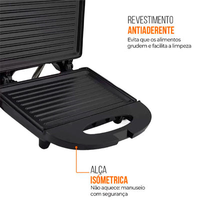 Sanduicheira Grill Elétrica 2 em 1 Kian 127V 750W Preta