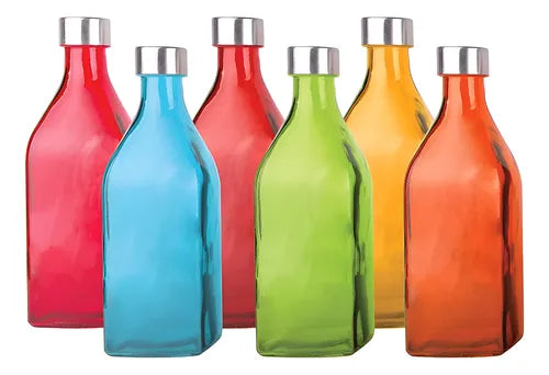 Garrafa de Vidro Scotch 1L Colorida para Água e Sucos - Mega Casa Outlet