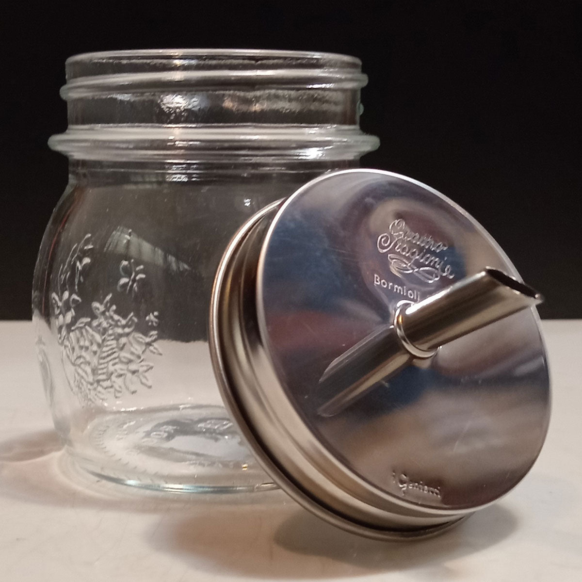 Açucareiro de Vidro Transparente Bormioli Rocco Qstagioni 250ml com Tampa Inox