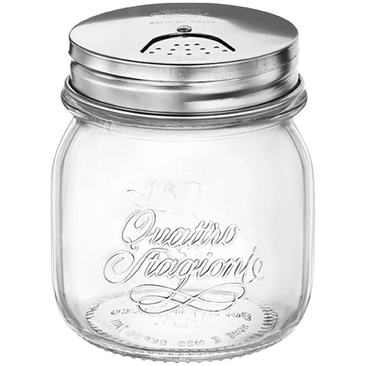 Saleiro e Pimenteiro Bormioli Rocco 250ml Vidro Transparente Tampa Inox
