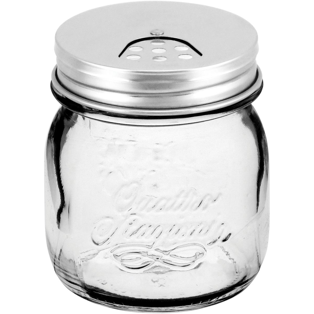 Saleiro e Pimenteiro Bormioli Rocco 250ml Vidro Transparente Tampa Inox