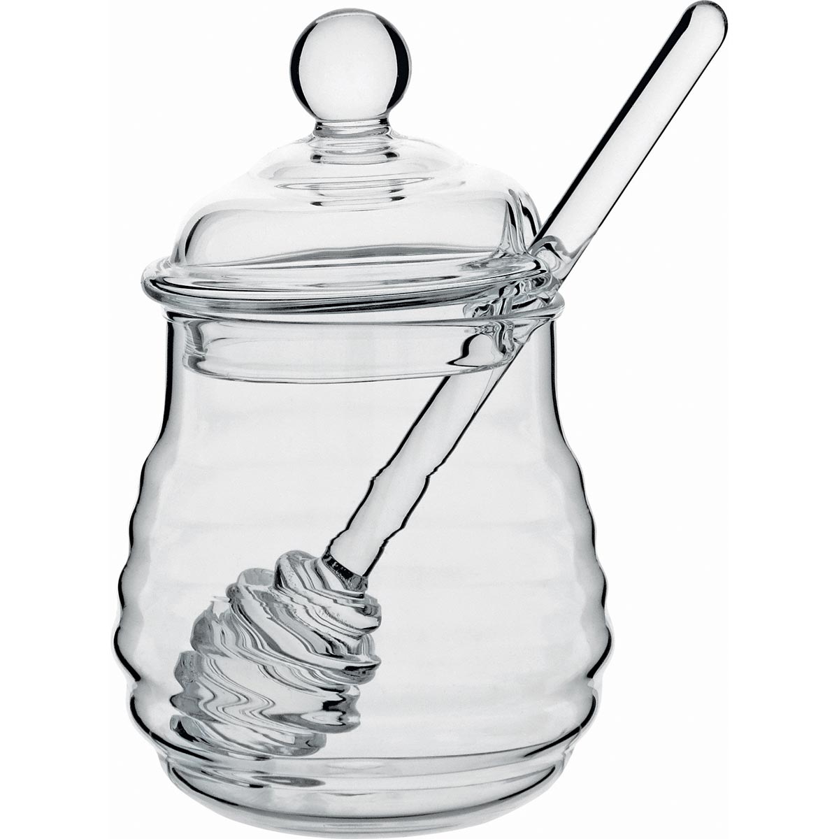 Meleira Apis em Vidro Borossilicato Transparente 200ml com Colher