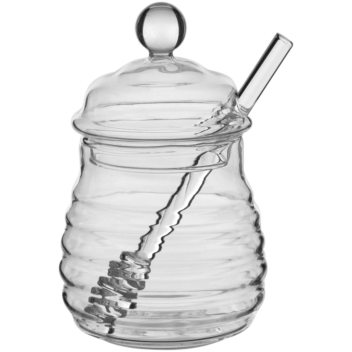 Meleira Apis em Vidro Borossilicato Transparente 200ml com Colher