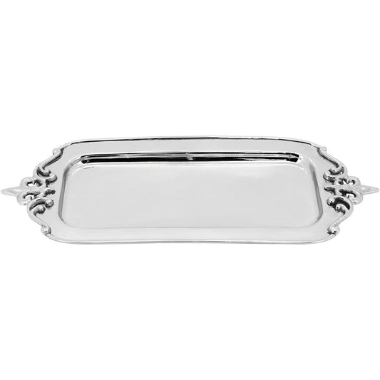 Bandeja Decorativa em Metal Prata Home&Co Hattie 39x16cm