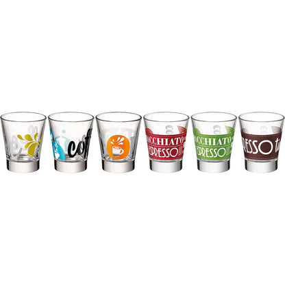 Jogo de Copos de Café Bormioli Rocco Caffeino Vidro 80ml Sortidos