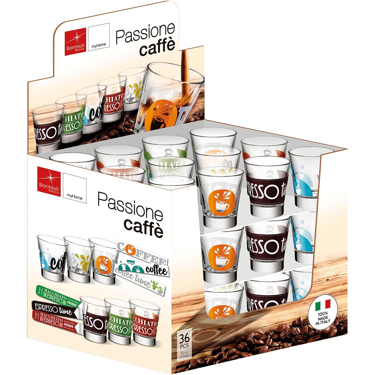 Jogo de Copos de Café Bormioli Rocco Caffeino Vidro 80ml Sortidos