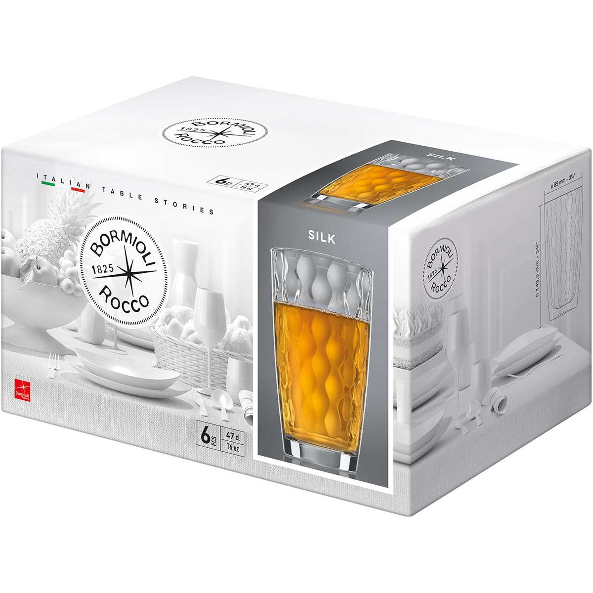 Copo Long Drink Bormioli Rocco Silk 470ml Vidro Transparente 6 Peças