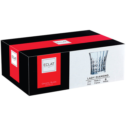 Conjunto 6 Copos de Uísque Lady Diamond Cristal 270ml Transparente
