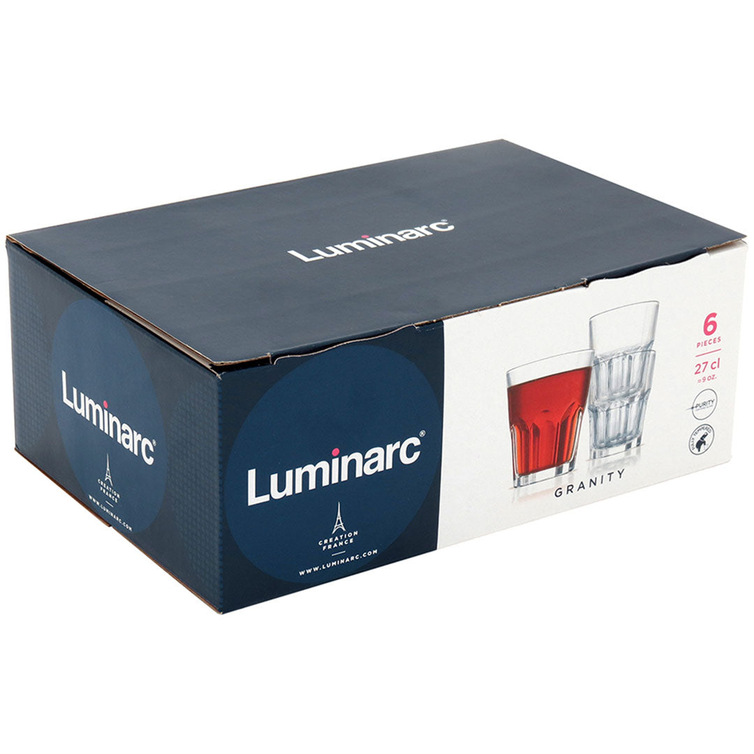Copo de Água Luminarc Granity 270ml Vidro Temperado Transparente 6 Peças