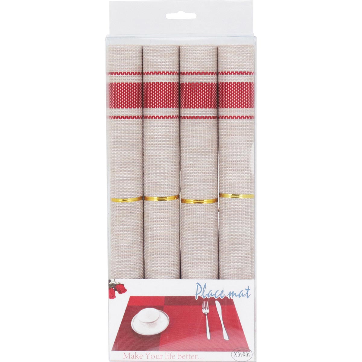 Jogo de Lugar Americano 4 Peças Menzel PVC 45x30cm Vermelho