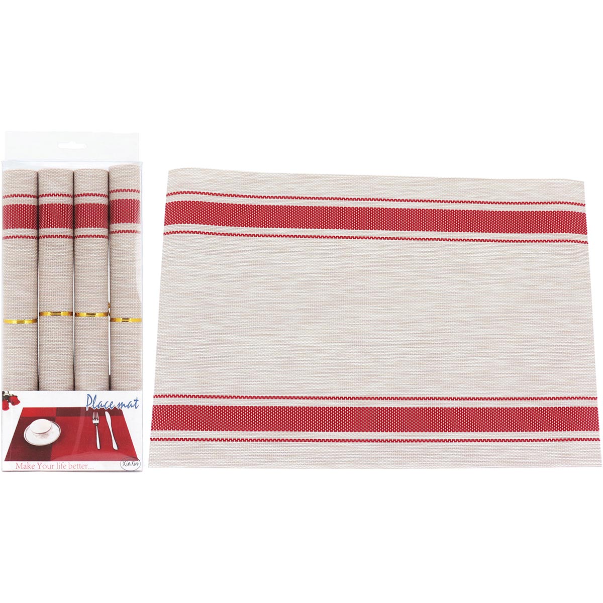 Jogo de Lugar Americano 4 Peças Menzel PVC 45x30cm Vermelho