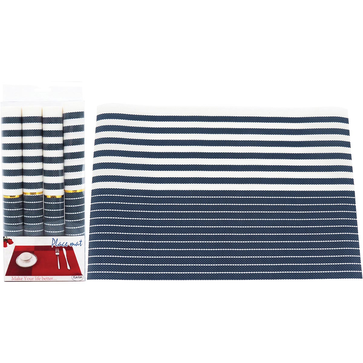 Jogo de 4 Lugares Americanos PVC Azul 45x30cm Primor