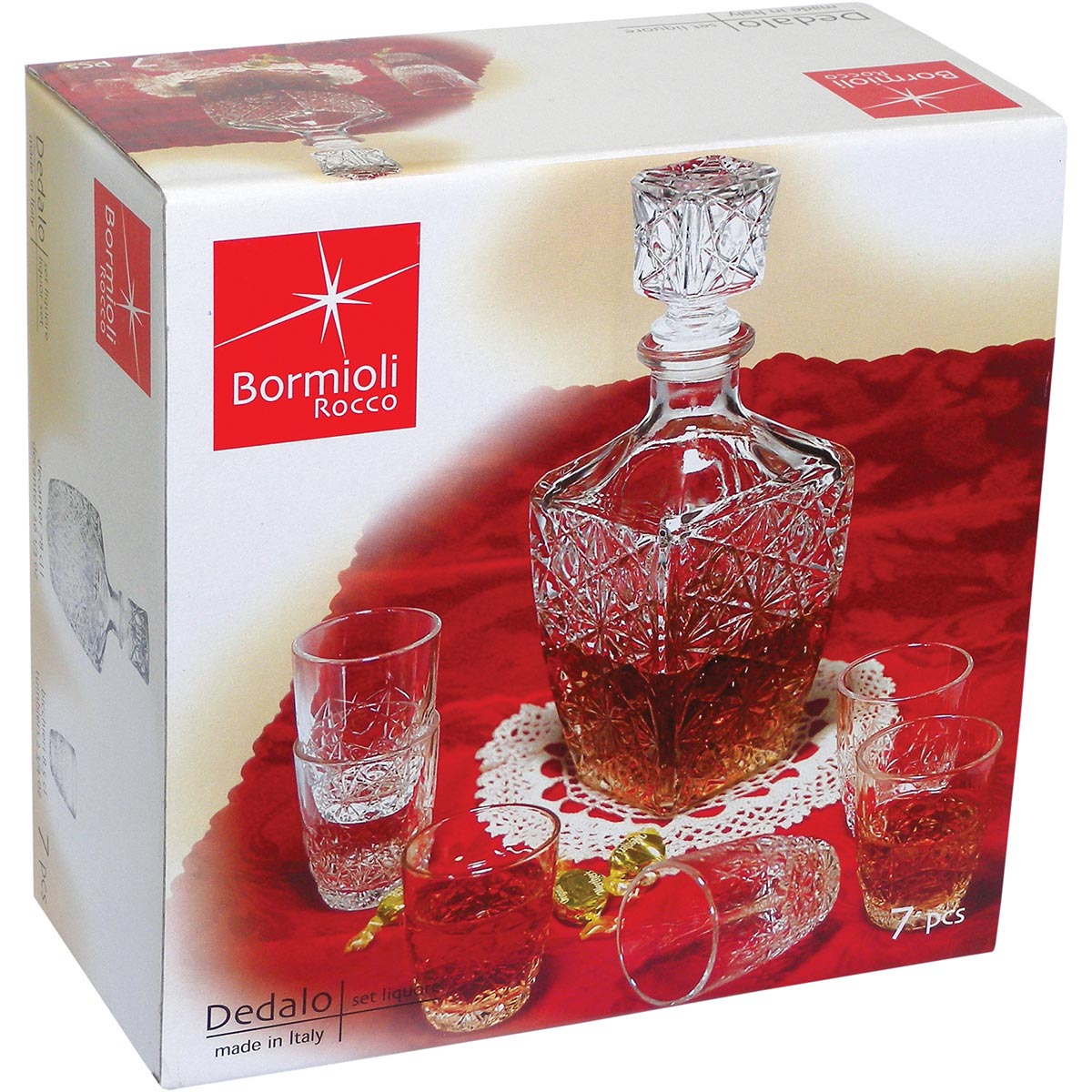 Conjunto Garrafa e Copos Bormioli Rocco Dedalo Vidro 780ml Transparente
