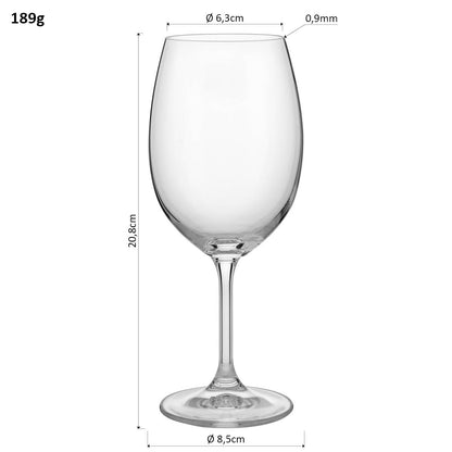 Conjunto 6 Taças de Água Bohemia Lara Cristal 450ml Transparente 21x9cm