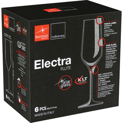 Conjunto 6 Taças de Champanhe Bormioli Rocco Electra Cristal 240ml Transparente
