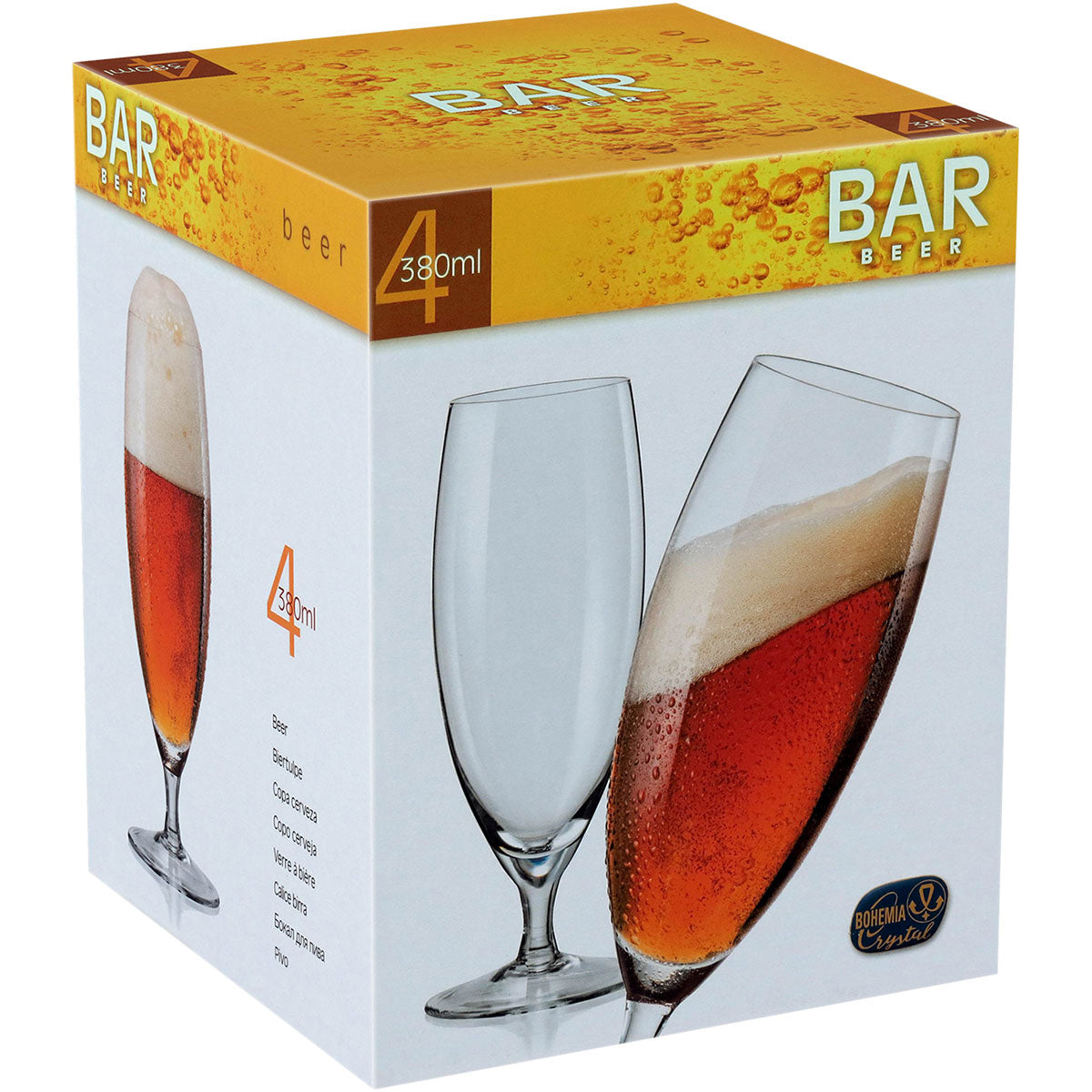 Conjunto 4 Taças de Cerveja Bohemia Cristal 380ml Transparente 19x8cm
