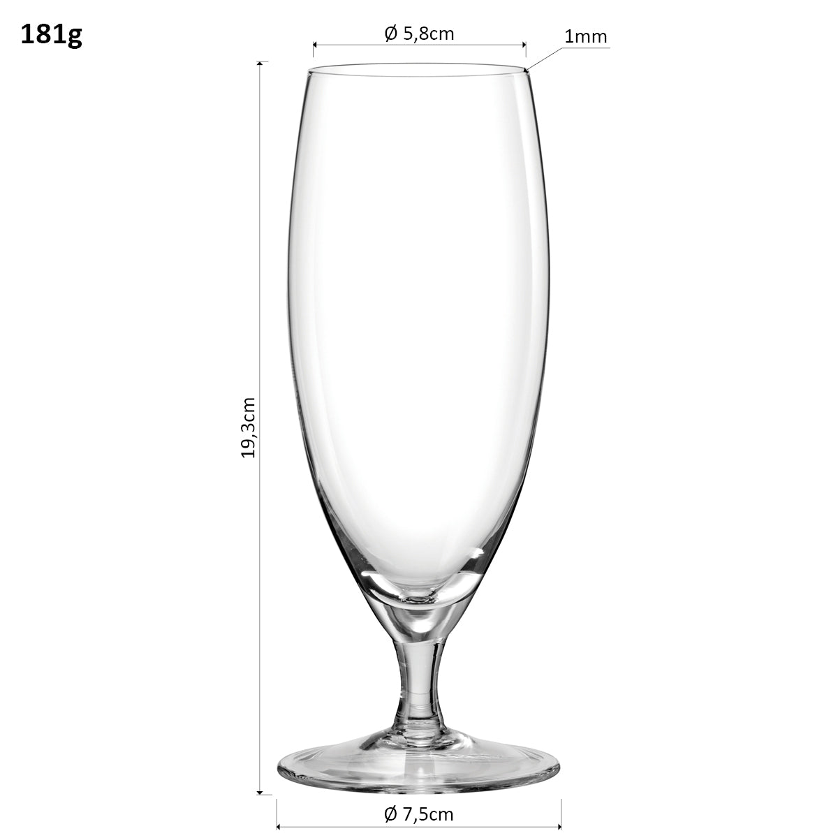 Conjunto 4 Taças de Cerveja Bohemia Cristal 380ml Transparente 19x8cm
