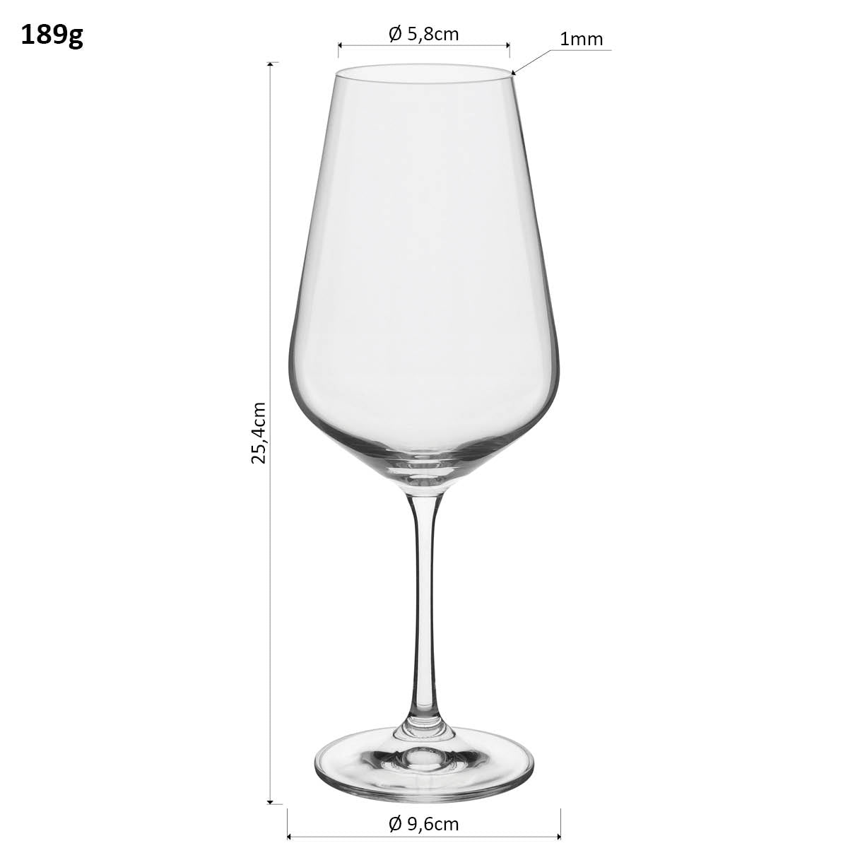 Conjunto de Taças de Água Bohemia Sandra 6 Peças Cristal 550ml Transparente