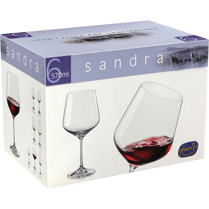 Conjunto 6 Taças de Vinho Bohemia Sandra Cristal 570ml Transparente